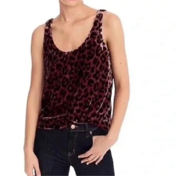 J.crew always women’s Velvet Leopard Print Tank Top Pink Black Keyhole size 14 - Picture 5 of 5